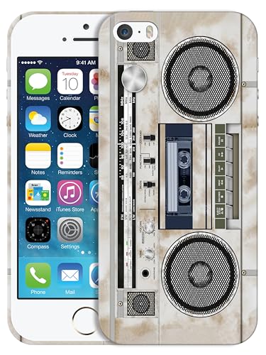 GlamCase Schutzhülle für iPhone 5 / 5S / SE 1. Generation, iPhone 5 / 5S / SE 1. Generation, Vintage-Radiokassettenrekorder-Design, bedruckt, niedlich, Kunststoff, Designer-Schutzhülle für iPhone von GlamCase