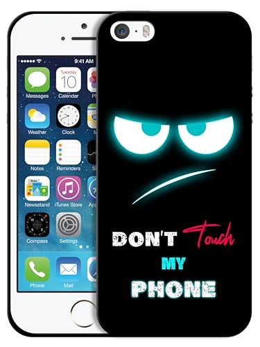 GlamCase Schutzhülle für iPhone 5 / 5S / SE 1. Generation, iPhone 5 / 5S / SE 1. Generation – "Don'T Touch My With Teal Eyes" Design, bedruckt, niedlich, Kunststoff, Designer-Schutzhülle für iPhone von GlamCase