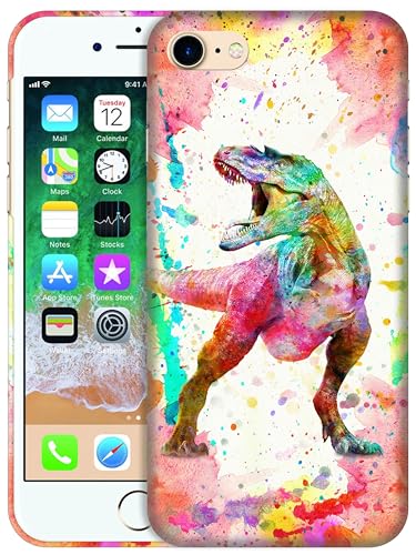 GlamCase Schutzhülle für iPhone 7/8/SE 3/SE 2, iPhone 7/8/SE 3/SE 2, Aquarell-Dinosaurier-Design, bedruckt, schlank, niedlich, Kunststoff, Hartschale, zum Aufstecken, Designer-Schutzhülle für iPhone von GlamCase