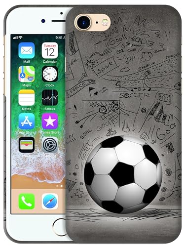 GlamCase Schutzhülle für iPhone 7/8/SE 3/SE 2, iPhone 7/8/SE 3/SE 2 – Fußball mit schwarzer Kunstwanddruck, schlanke, niedliche Kunststoff-Schutzhülle zum Aufstecken für iPhone 7/8/SE 3/SE 2 von GlamCase
