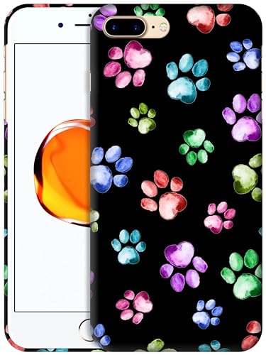 GlamCase Schutzhülle für iPhone 7 Plus/8 Plus, iPhone 7 Plus/8 Plus – Hund Katze Pfote, Aquarelldruck, bedruckt, schlanke Passform, niedlich, Kunststoff, harte Designer-Schutzhülle für iPhone 7 Plus/8 von GlamCase