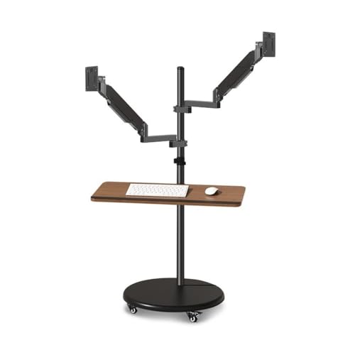 Monitorhalterung Schreibtisch, Dual-Monitor-Montageständer mit Tastaturablage, 14"-43" Mulitiuse Rollmonitor-Bodenständer, mobiler Arbeitsplatz, höhenverstellbare Gasfeder-Monitorhalterung, Stabil un Monitorhalterung Schreibtisch, Dual-Monitor-Montageständer mit Tastaturablage, 14"-43" Mulitiuse Rollmonitor-Bodenständer, mobiler Arbeitsplatz, höhenverstellbare Gasfeder-Monitorhalterung, Stabil un von Glamour Haven