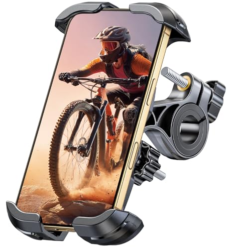 Glangeh Handyhalterung Fahrrad mit Sicherheitsschloss, [Verstärkte Klemme] Handyhalterung Motorrad, Halterungen für Navigationsgeräte für Smartphones 4,7-6,9 Zoll (Kompatibel mit iPhone 16 Pro Max) von Glangeh