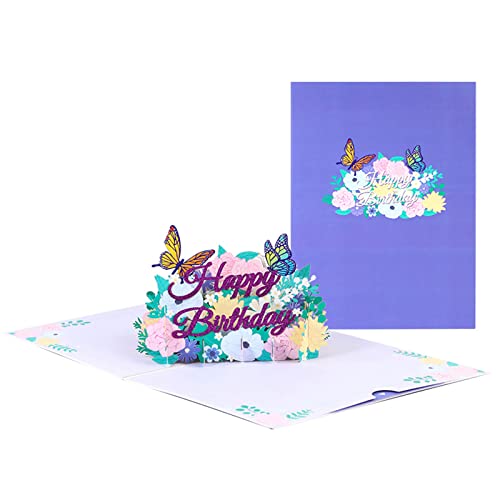3D Blume Schmetterling Geburtstagskarte Faltbare Grußkarte Festival Urlaub Papierkarten für Geburtstag Hochzeit Schmetterling Geburtstagskarten für Mädchen von Glanhbnol