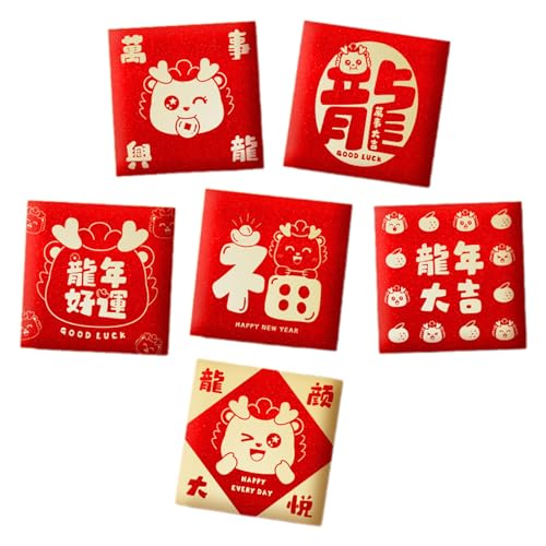 Festliche Briefumschläge, kreatives Cartoon-Muster, für Geschenkpaket, Neujahr, Hong-Baos-Umschläge, Glück, Hong Baos, 6 Stück von Glanhbnol