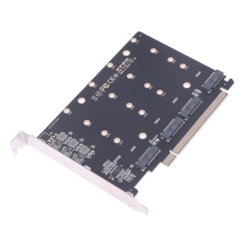 Glanhbnol 4 Port M.2 NVMe NGFF SSD Zu PCIe 5.0 X16 Split Extended Adapterkarte Festplattenkonverter Leser Erweiterungskarte Konverter Aus Kunststoff Und Metallmaterial von Glanhbnol