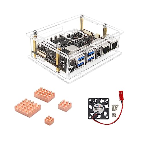 Glanhbnol Acrylgehäuse Mit Lüfter Und Kühlkörper Für VisionFive2 RISC V Wärmeableitungsgehäuse Durchsichtige Motherboard Abdeckung Kupfer Kühlkörper von Glanhbnol