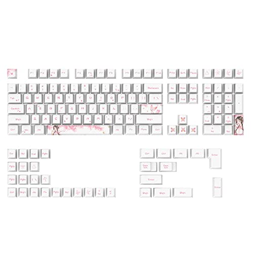 Glanhbnol PBT Tastenkappen 130 Tasten Cherry Profile DYE SUB Personalisierte Elektronische Spiel Tastenkappe Für Cherry MX Switch Mechanische Tastatur Dye Sub Tastenkappen Beige von Glanhbnol