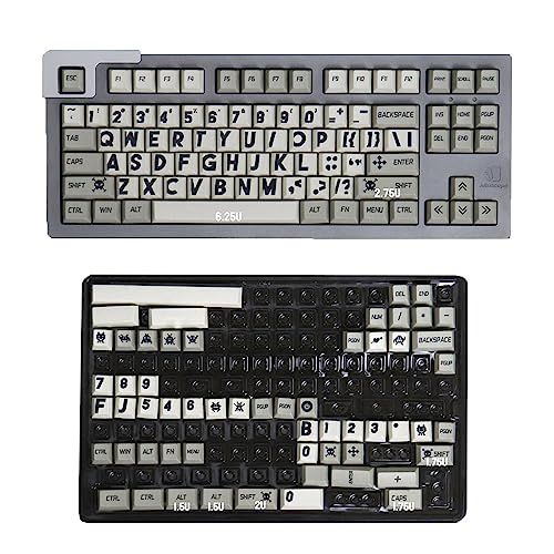 Glanhbnol Vintage Tastenkappe ThermalSublimation Retro Programmierer Tastenkappen CherryProfile Mit Großen Schwarzen Buchstaben Tastatur Ersatz Gamers and Work 141Key PBT Tastenkappen von Glanhbnol
