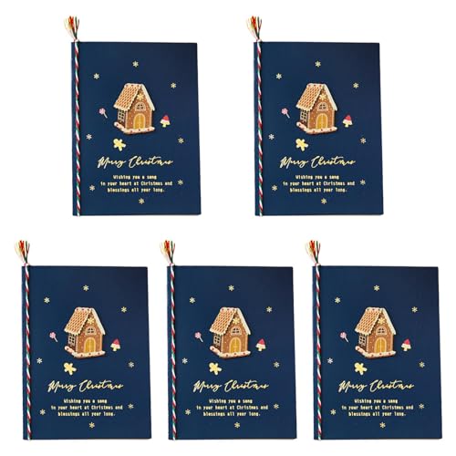 Kreative Frohe Weihnachten Grußkarten Kinder Cartoon Segen Weihnachtskarte Neujahr Postkarte Geschenk Weihnachtsdekoration Segen Karten für Frauen 5 Stück von Glanhbnol
