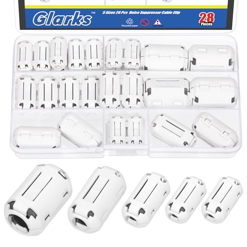 Glarks 28pcs White Clip-on Ferrit Ring Core Set 3.5/5/7/9/13MM Innendurchmesser Kabelclips RFI EMI Geräuschunterdrücker Kabelclips Glarks 28pcs White Clip-on Ferrit Ring Core Set 3.5/5/7/9/13MM Innendurchmesser Kabelclips RFI EMI Geräuschunterdrücker Kabelclips von Glarks