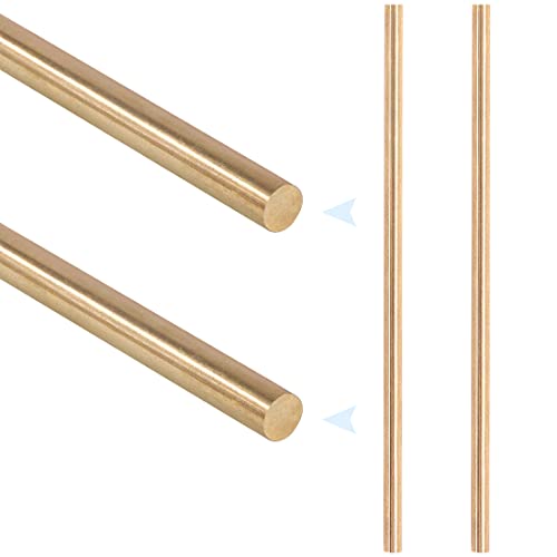 Glarks 2Pcs 6.35mm x 356mm Brass Straight Solid Round Rod Lathe Bar Stock for DIY RC Model Car, RC Helicopter Airplane, Model Ship (6.35mmx356) von Glarks