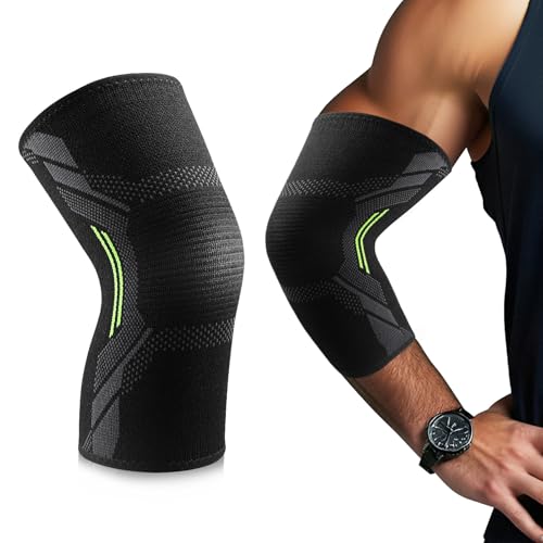 GlasFlength Ellenbogenbandage, 1 Stück Ellbogenschoner für Damen Herren Kompression Ellenbogen Bandage für Tennisarm Golferarm Schwarz Ellenbogenschoner für Sport Arthritis Sehnenentzündung, M von GlasFlength