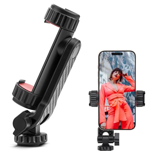 GlasFlength Handyhalterung Stativ Adapter, Stativ für Smartphone Adapter mit 2 Kaltschuh und 1/4 Zoll Gewinde 360° und 180° Drehbare Handy Stativ Halterung für iPhone Samsung und Huawei Vlogging von GlasFlength