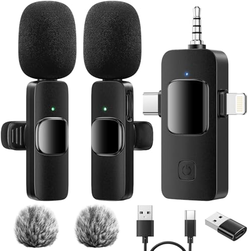 GlasFlength Lavalier Mini Mikrofon für iPhone Android Kamera Computer, 4 in 1 Kabellos Geräuschunterdrückung Ansteckmikrofon Plug and Play Wireless Handy Microphone für TikTok Videoaufzeichnung Vlog GlasFlength Lavalier Mini Mikrofon für iPhone Android Kamera Computer, 4 in 1 Kabellos Geräuschunterdrückung Ansteckmikrofon Plug and Play Wireless Handy Microphone für TikTok Videoaufzeichnung Vlog von GlasFlength