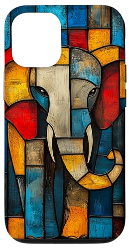 Buntglas Elefant Tierkunst Hülle für iPhone 12/12 Pro von Glass Animal Art.