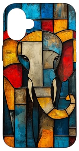 Buntglas Elefant Tierkunst Hülle für iPhone 16 Plus von Glass Animal Art.