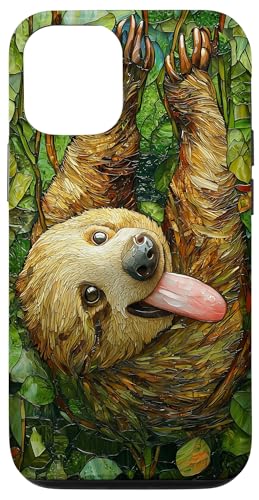 Buntglas Faultier Tierkunst Hülle für iPhone 12/12 Pro von Glass Animal Art.