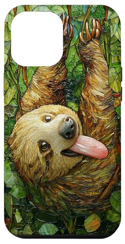Buntglas Faultier Tierkunst Hülle für iPhone 12 Pro Max von Glass Animal Art.