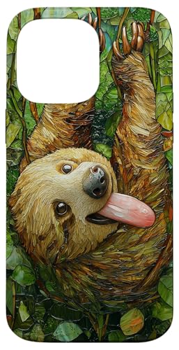 Buntglas Faultier Tierkunst Hülle für iPhone 14 Pro Max von Glass Animal Art.
