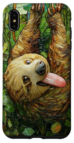 Buntglas Faultier Tierkunst Hülle für iPhone XS Max von Glass Animal Art.