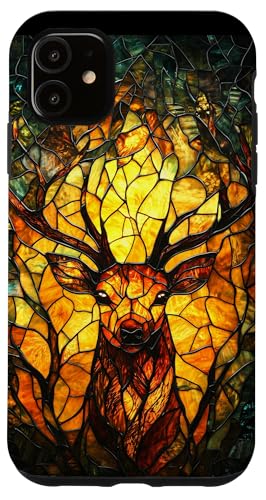 Buntglas Hirsch Tierkunst Hülle für iPhone 11 von Glass Animal Art.