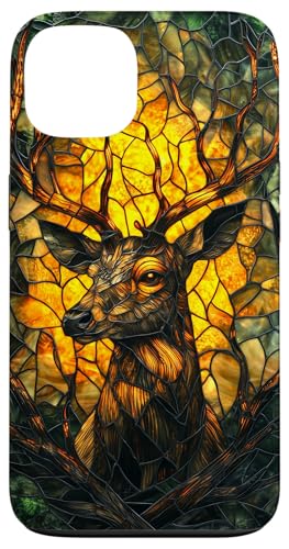 Buntglas Hirsch Tierkunst Hülle für iPhone 13 von Glass Animal Art.