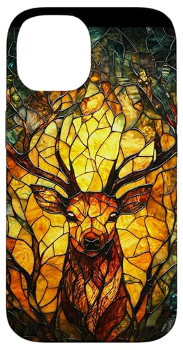 Buntglas Hirsch Tierkunst Hülle für iPhone 14 von Glass Animal Art.