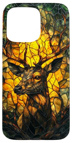 Buntglas Hirsch Tierkunst Hülle für iPhone 15 Pro Max von Glass Animal Art.