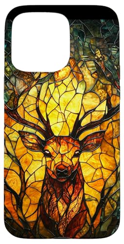 Buntglas Hirsch Tierkunst Hülle für iPhone 15 Pro Max von Glass Animal Art.