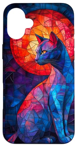 Buntglas-Katze, Tierkunst Hülle für iPhone 16 Plus von Glass Animal Art.