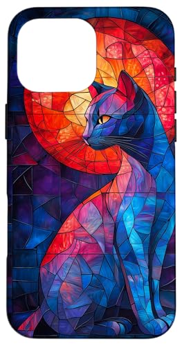 Buntglas-Katze, Tierkunst Hülle für iPhone 16 Pro Max von Glass Animal Art.