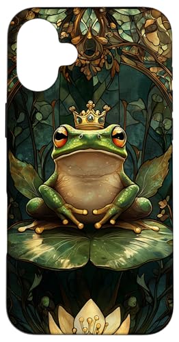 Buntglas König Frosch Lilly Pad Wildlife Tier Kunst Hülle für iPhone 16 Plus von Glass Animal Art.