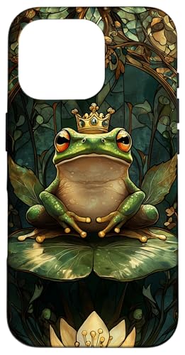 Buntglas König Frosch Lilly Pad Wildlife Tier Kunst Hülle für iPhone 16 Pro von Glass Animal Art.