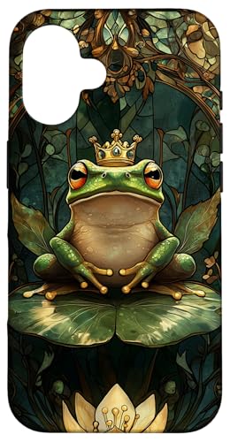 Buntglas König Frosch Lilly Pad Wildlife Tier Kunst Hülle für iPhone 16 von Glass Animal Art.