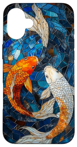 Buntglas Koi Fisch Wildtiere Tierkunst Hülle für iPhone 16 Plus von Glass Animal Art.