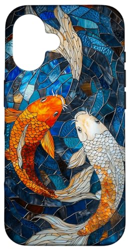 Buntglas Koi Fisch Wildtiere Tierkunst Hülle für iPhone 16 von Glass Animal Art.