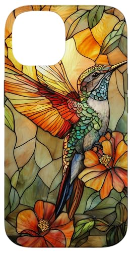 Buntglas Kolibri Wildtiere Tierkunst Hülle für iPhone 14 von Glass Animal Art.