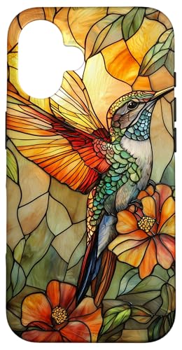 Buntglas Kolibri Wildtiere Tierkunst Hülle für iPhone 16 von Glass Animal Art.