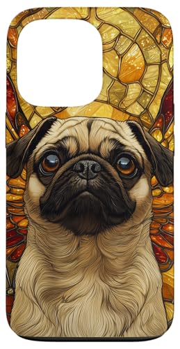 Buntglas Mops Hund Wildtiere Tierkunst Hülle für iPhone 13 Pro von Glass Animal Art.