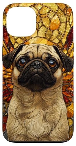 Buntglas Mops Hund Wildtiere Tierkunst Hülle für iPhone 13 von Glass Animal Art.