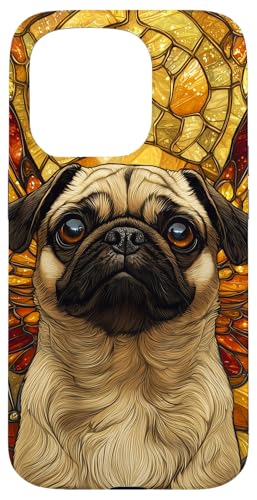 Buntglas Mops Hund Wildtiere Tierkunst Hülle für iPhone 15 Pro von Glass Animal Art.