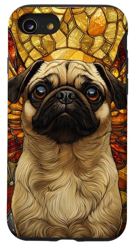 Buntglas Mops Hund Wildtiere Tierkunst Hülle für iPhone SE (2020) / 7 / 8 von Glass Animal Art.