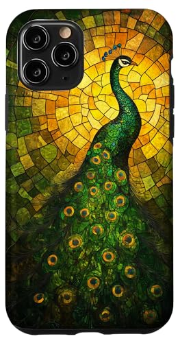 Buntglas Pfau Tierkunst Hülle für iPhone 11 Pro von Glass Animal Art.