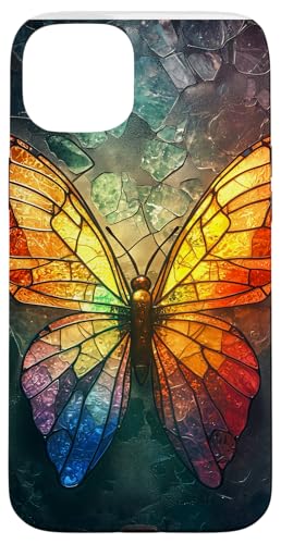 Buntglas-Schmetterling, Tierkunst, Tierkunst Hülle für iPhone 15 Plus von Glass Animal Art.