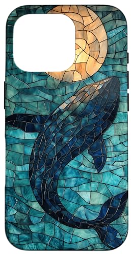 Buntglas-Wal Tierkunst Hülle für iPhone 16 Pro von Glass Animal Art.
