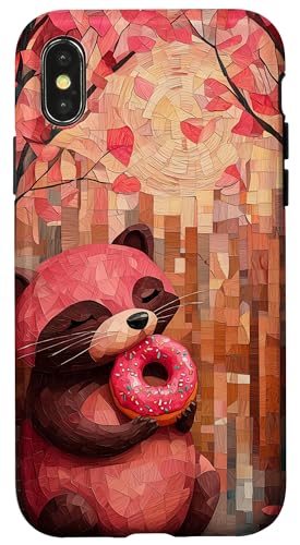 Buntglas roter Panda Tierkunst Hülle für iPhone X/XS von Glass Animal Art.