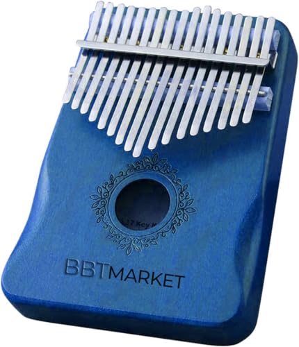 Kalimba 17 Tasten Daumenklavier aus Akazienholz – Thumb Piano Fingerinstrument – C-Dur – Tragbar, gestimmt, mit Notenprägung – Musikinstrument für Anfänger & Profis (Blau) von GlassZilla