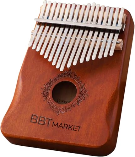 Kalimba 17 Tasten Daumenklavier aus Akazienholz – Thumb Piano Fingerinstrument – C-Dur – Tragbar, gestimmt, mit Notenprägung – Musikinstrument für Anfänger & Profis (Braun) von GlassZilla