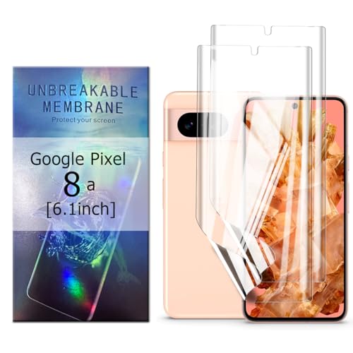 Glcrrpu 2 Stück Schutzfolie Film für Google Pixel 8a[6.1"],Hydrogel Displayschutzfolie Folie Flexible Weich Transparente TPU,HD von Glcrrpu
